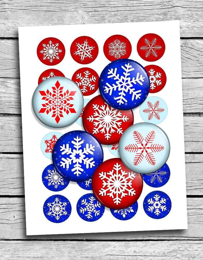 Snowflakes Printable Bottle cap Images