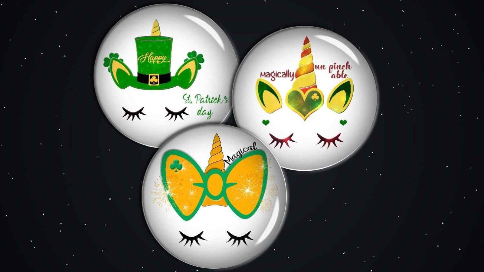 St. Patrick's Day Digital Unicorn Circle Images Printable