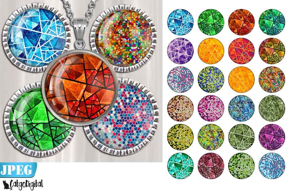 Stained Glass Bottle cap images Geometric Pattern Circles