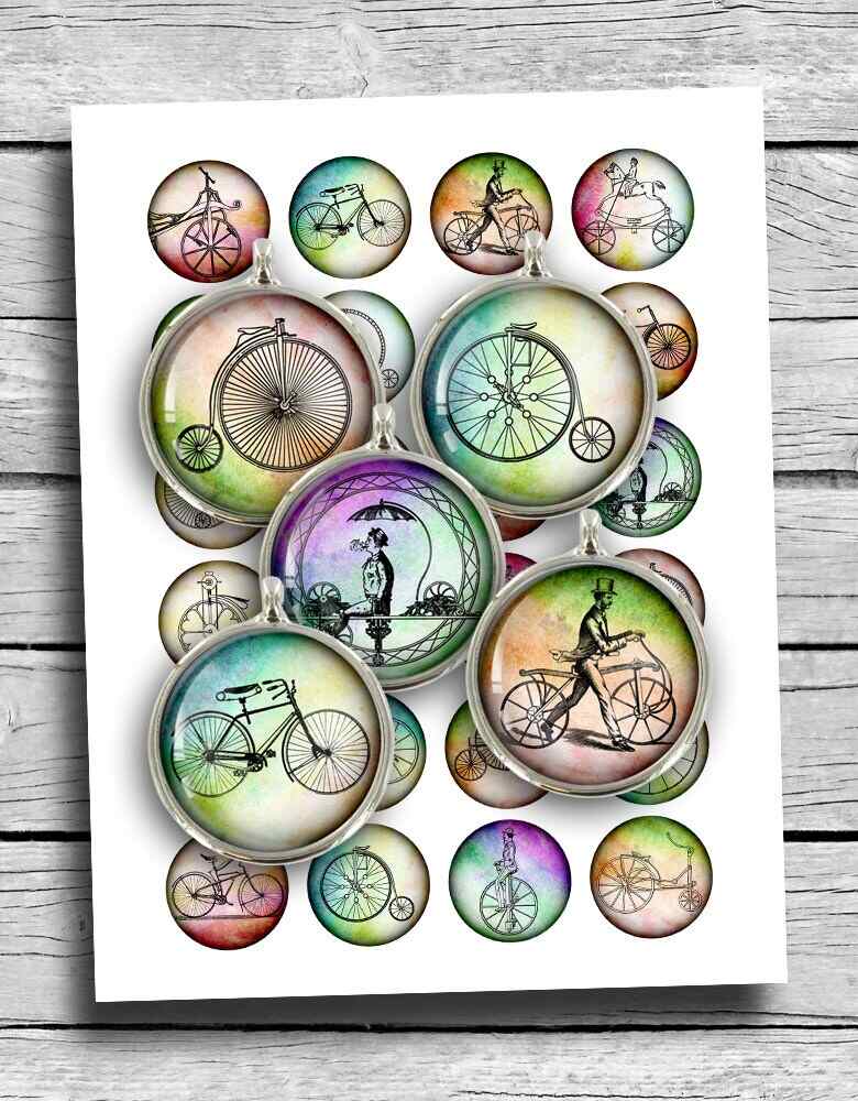 Bicycle Round images Digital Collage Sheet