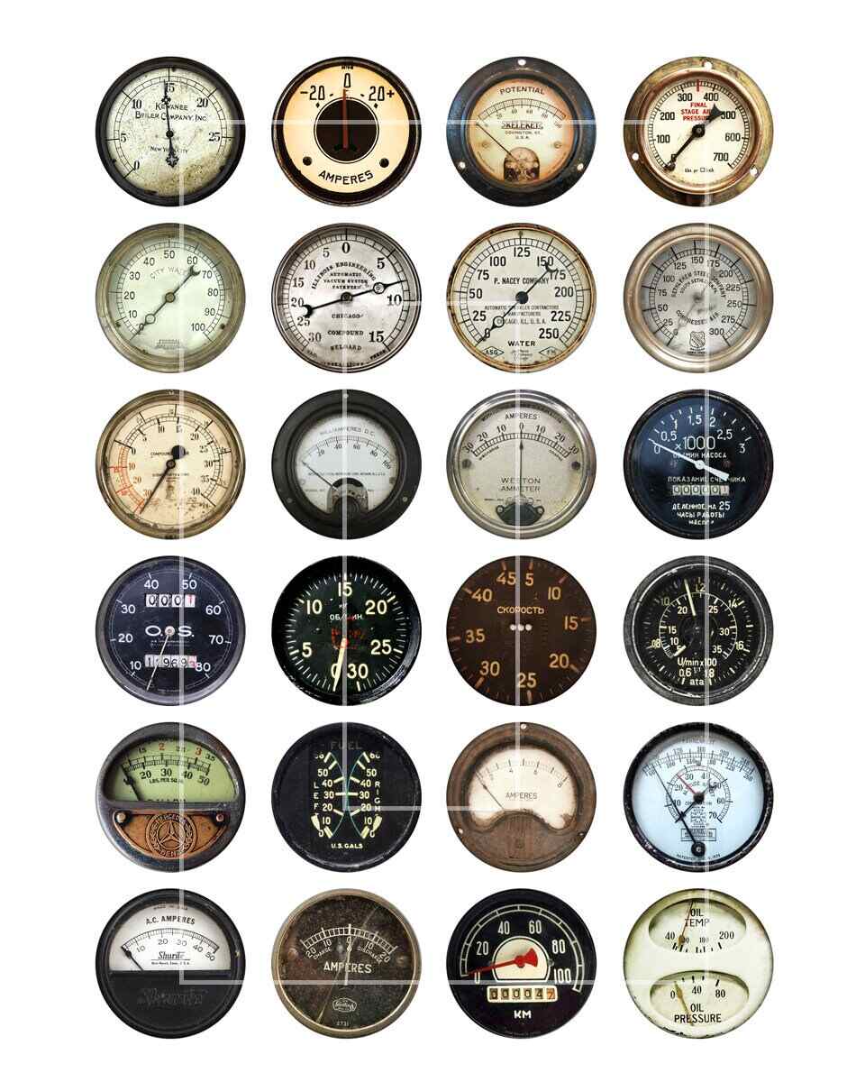 Steampunk Gauges Printable images Digital Collage Sheet