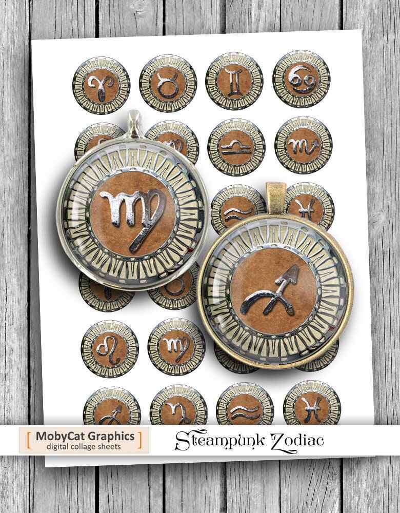 Printable Steampunk Zodiac Circles