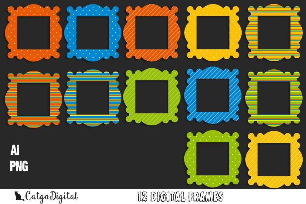 Stripes and Dots Frames Clip Art elements