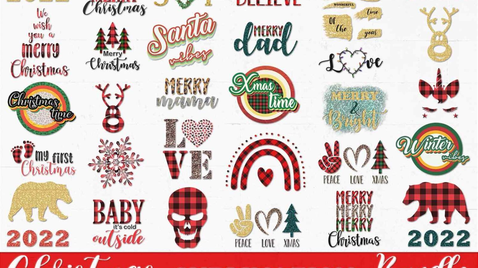 Sublimation Christmas Bundle Holiday Clip arts