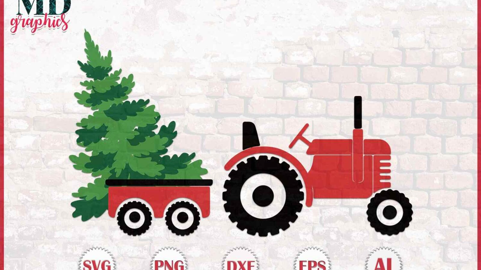 Tractor With a Christmas Tree SVG Holiday Printables