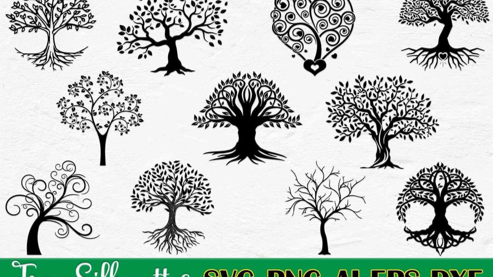 Tree Silhouettes Bundle SVG Printable Images