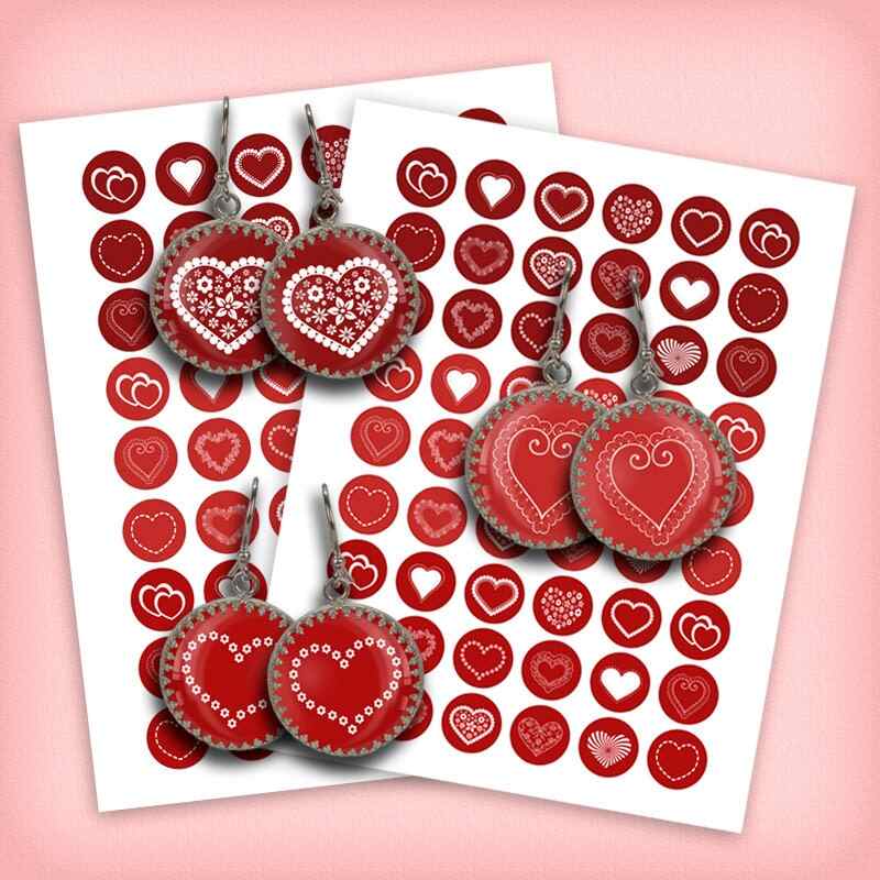 Valentine Hearts Digital Collage Sheet