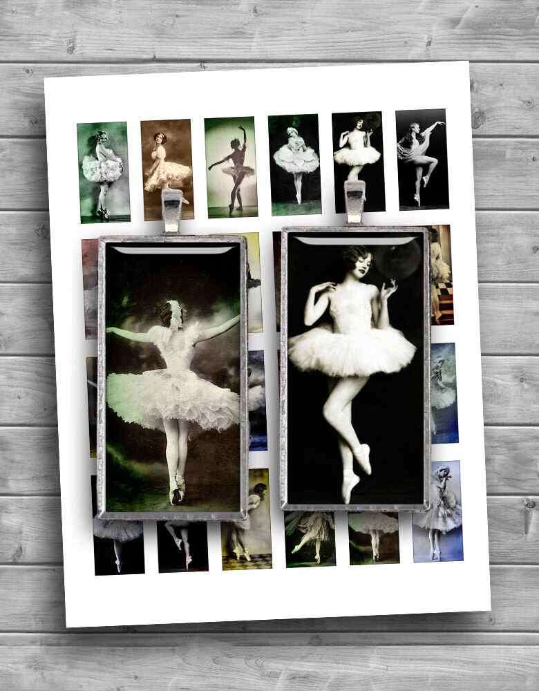 Vintage Ballerina Domino printable Digital Collage Sheet