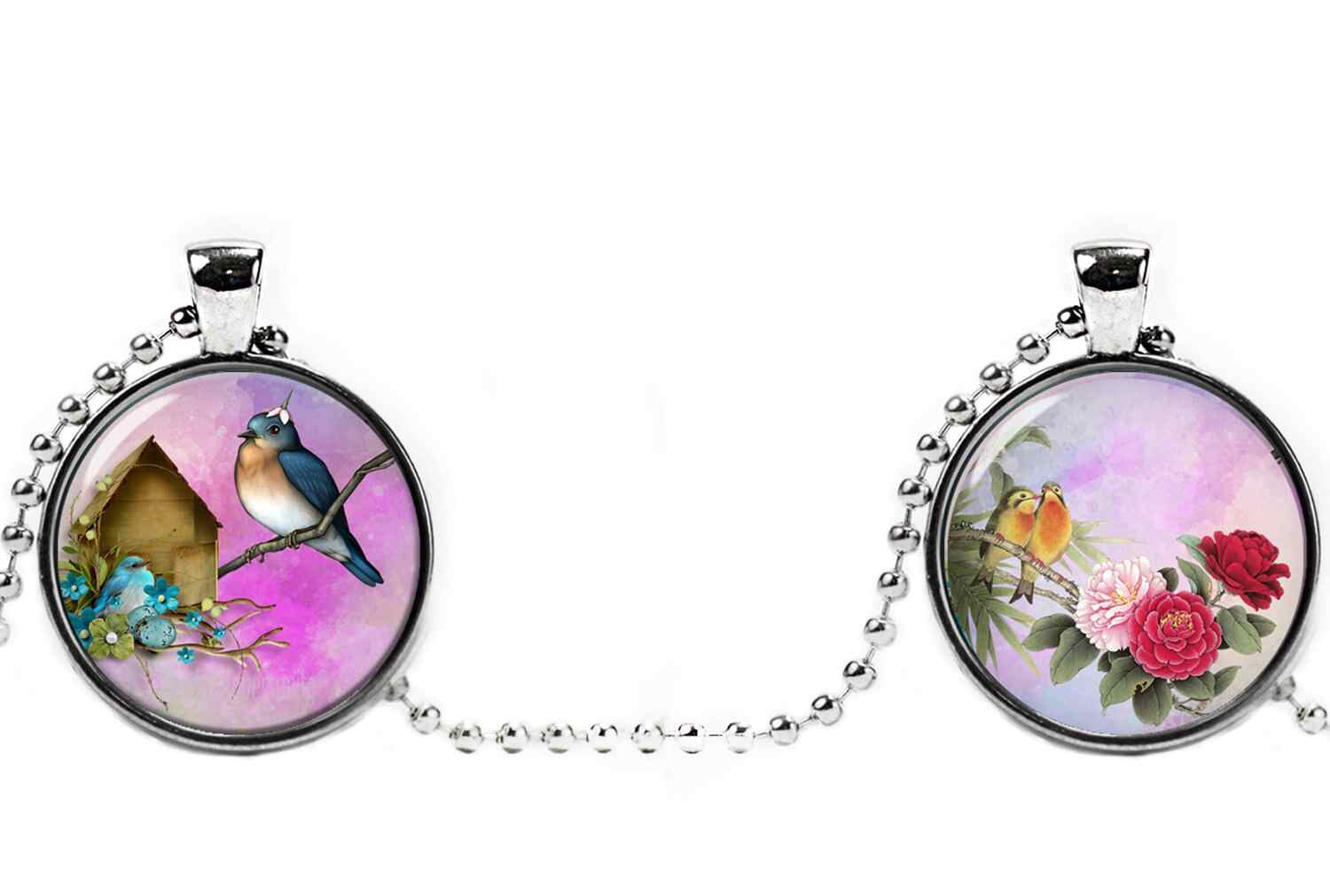 Vintage Birds Circle Images Watercolor Birds Collage Sheet