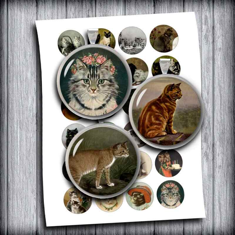 Vintage Cats Printable Circle images