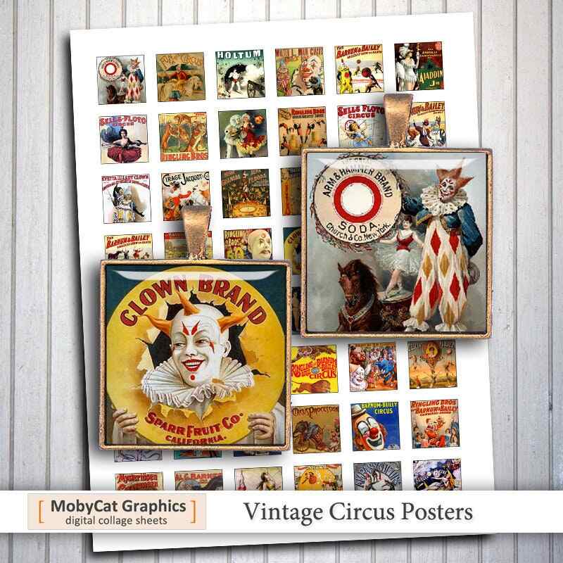 Vintage Circus Posters Square Printable