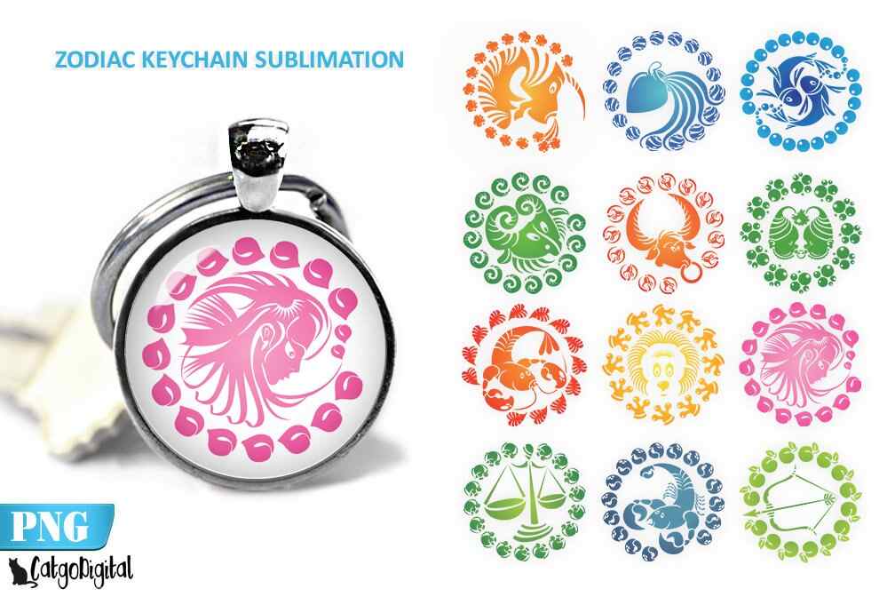 Zodiac Keyring Sublimation Designs PNG