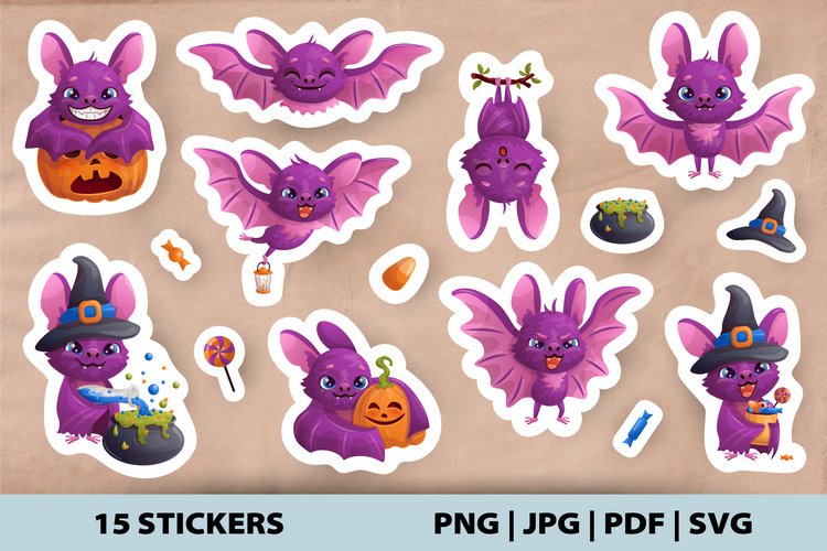 Cute Bat stickers - Graphics Marketplace