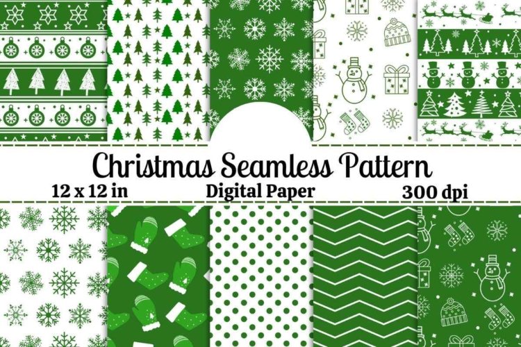 Christmas Seamless Pattern – 12 PNG Files