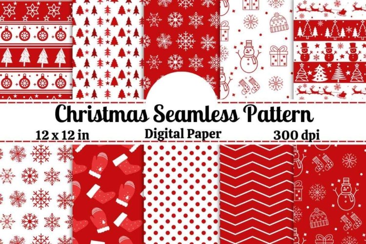 Christmas Seamless Pattern – Red and White Christmas P