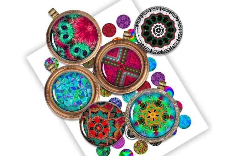 Digital Collage Images Printable Goods Colorful Circles
