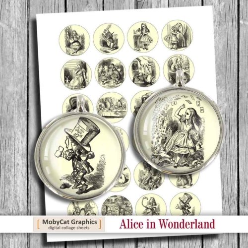 Alice in Wonderland Printable Pendant images
