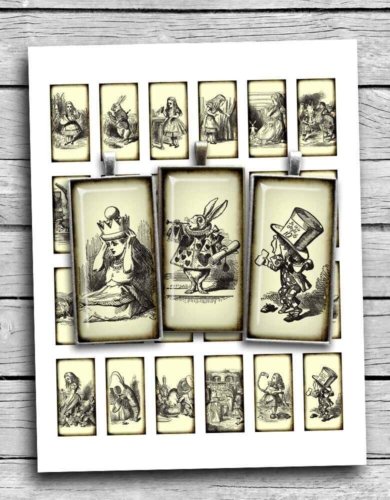 Alice in Wonderland Rectangle Digital Collage Sheet