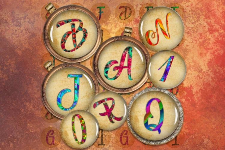 Alphabet Digital Collage Sheet Family Names Circles