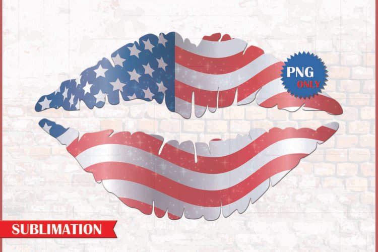 American Flag Lips Sublimation File for Printable