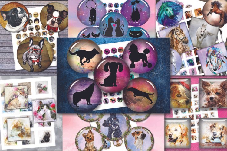 Animals Bundles Digital silhouettes of dogs horses cats
