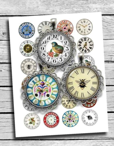 Antique Clock Faces Printable Collage Sheet
