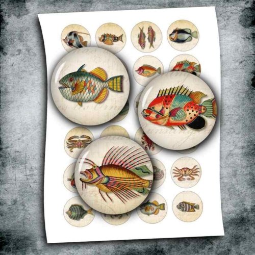Antique Strange Fish Digital Collage Sheet