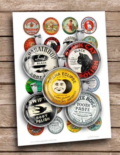 Antique Tin Box Labels Digital Collage Sheet