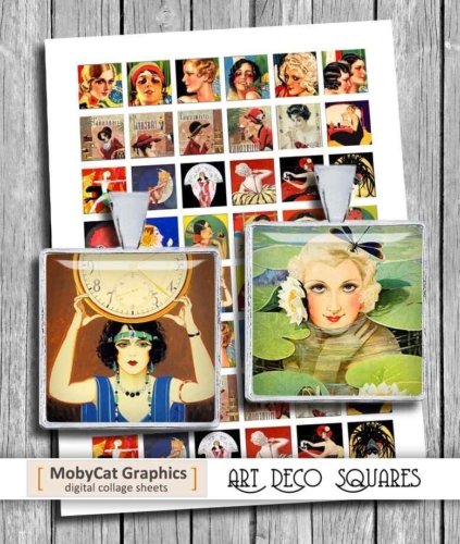 Art Deco Square Printable Images Collage Sheet