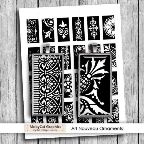 Art Nouveau Ornaments Printable Digital Collage Sheet