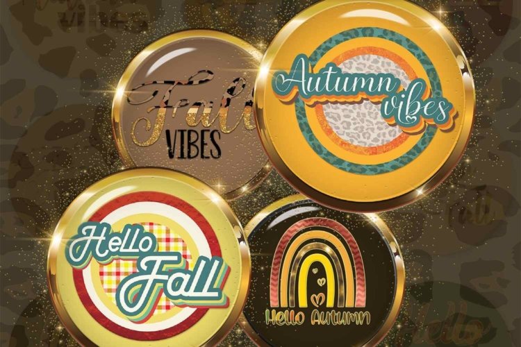 Autumn Digital Collage Sheet Fall Printable Circle Images