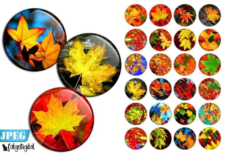 Autumn Leaves Circle Printable images Scrapbooking
