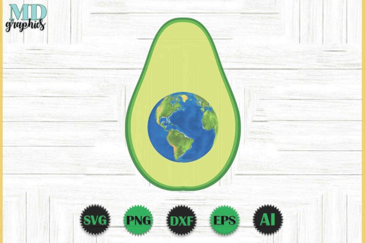 Avocado SVG With Earth Globe for Crafting Ideas