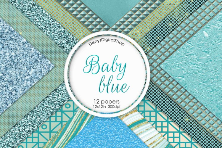 Baby Blue Digital Scrapbook Papers for Baby Shower