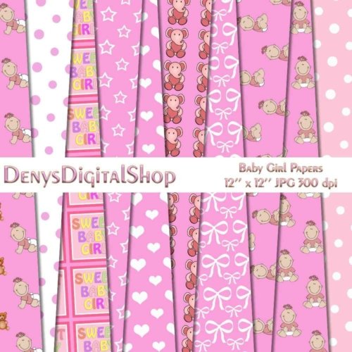 Baby Girl Digital Pattern Printable for Baby Shower