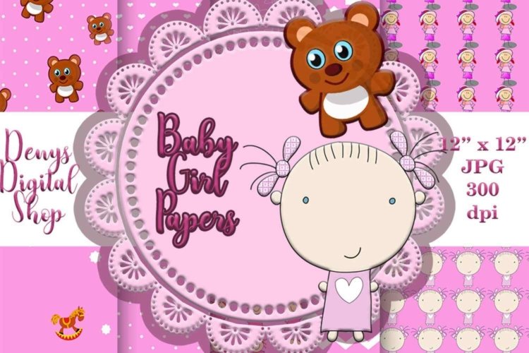 Baby Girls Scrapbooking Papers Pack For Baby Shower Time