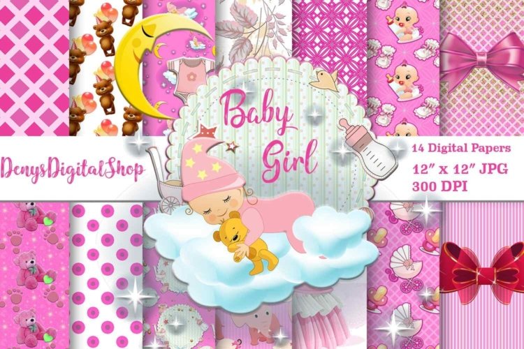 Baby Shower Baby Girl Baby Papers Scrapbooking Papers