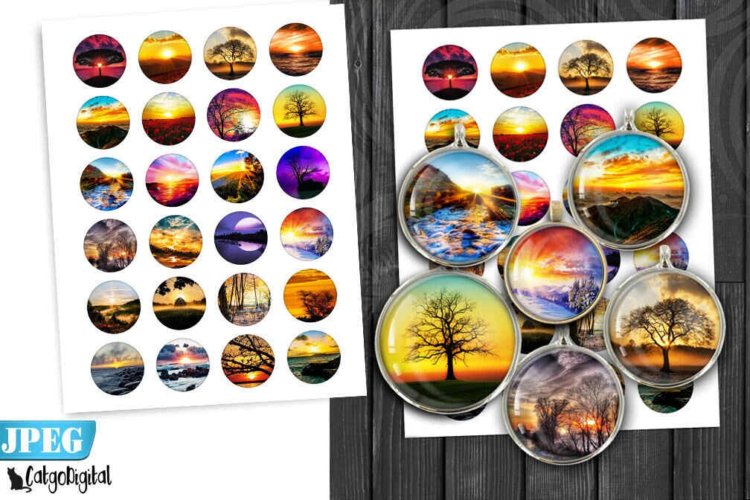 Beautiful Sunsets Printable Digital Collage Sheet