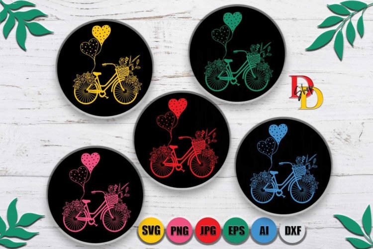 Bicycle With Flowers SVG Bicycle With Basket PNG Printable