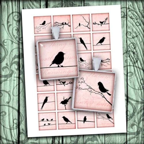 Red Bird Silhouettes Square Printable Images
