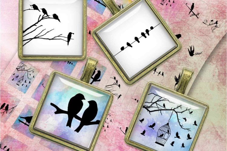 Birds SilhouetteDigital Collage SheetDigital Printables
