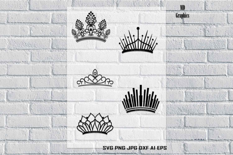 Black Crown Silhouette SVG Vector File for Print