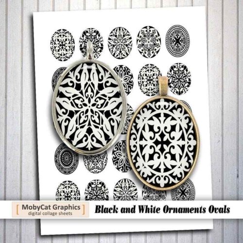 Black and White Ornaments Digital Collage Sheet
