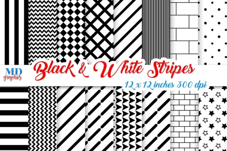 Black and White Stripes Digital Scrapbook Papers
