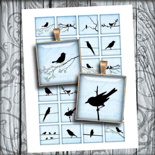 Blue Bird Silhouettes Square Printable Images