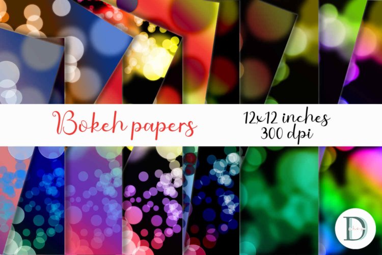 Bokeh Digital Scrapbooking Papers Bokeh Cards for Prints