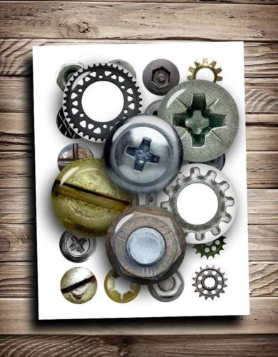 Bolts and Nails Rounds Printable Digital Collage Sheet