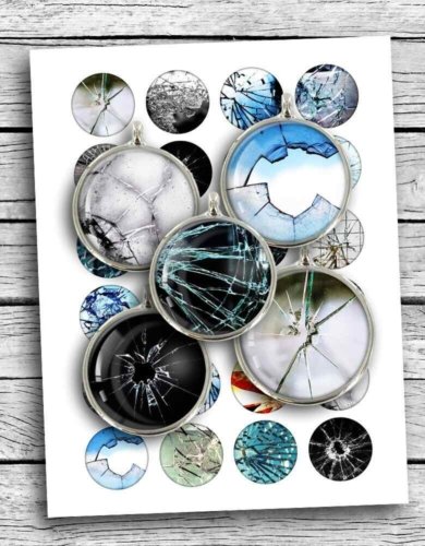 Broken Glass Circles Digital Collage Sheet