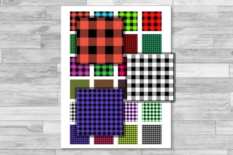 Buffalo Plaid Set Collage Sheets Rustic Digital Images