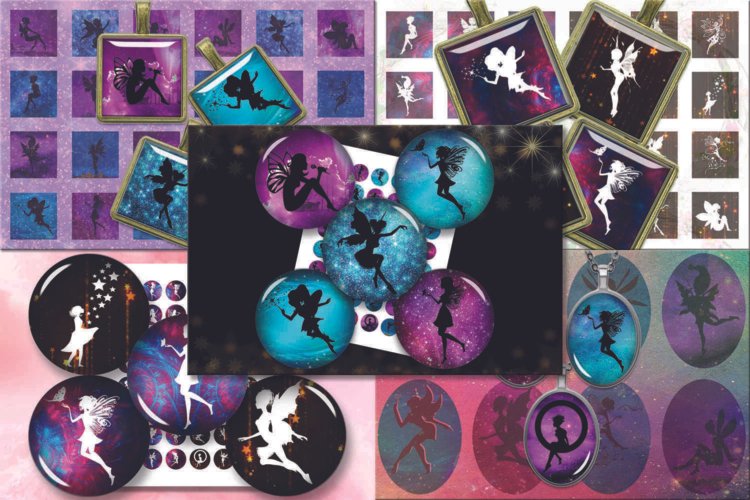 Bundle Fairies Silhouette Digital Collage Sheet Images